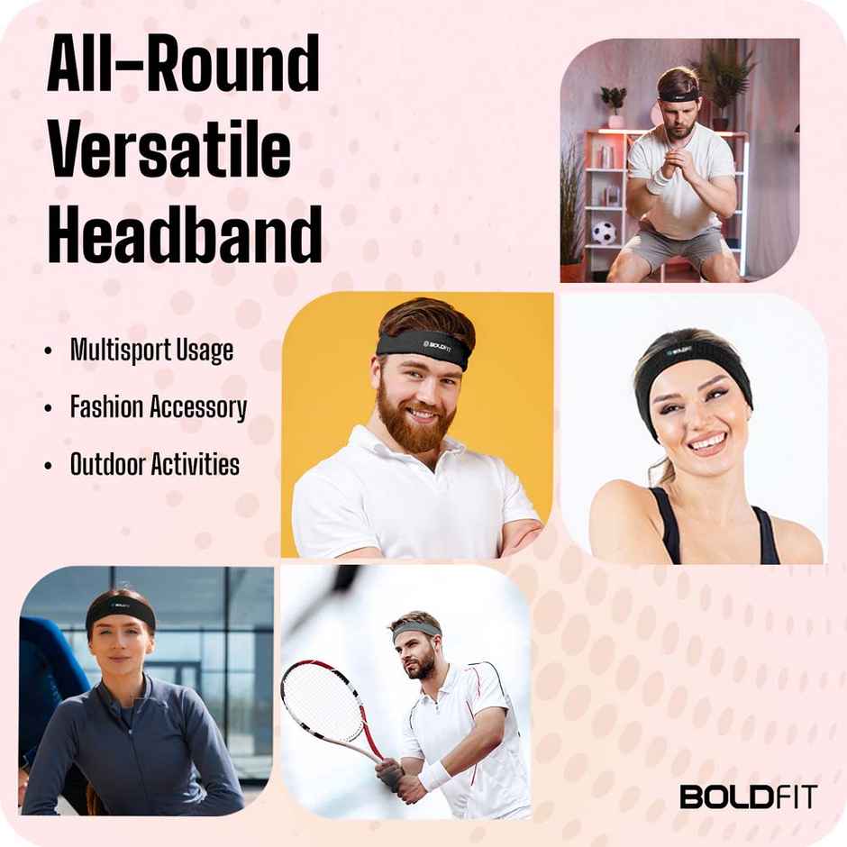 Boldfit Cotton Headbandsports Headband For Gym & All Sports - Black